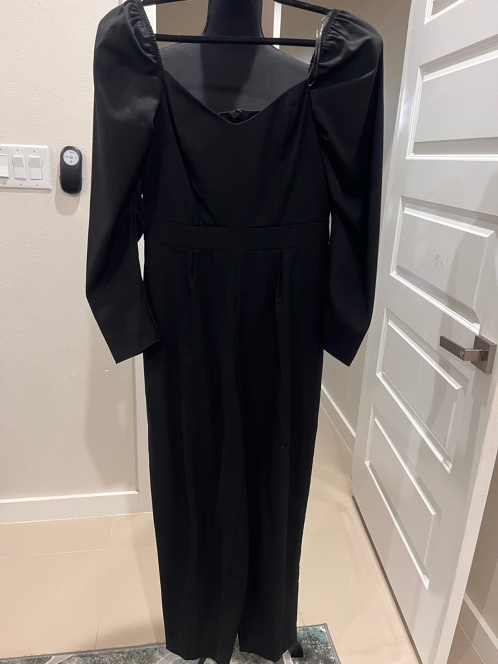 H&M Black Long-Sleeve Square Neck Midi Dress